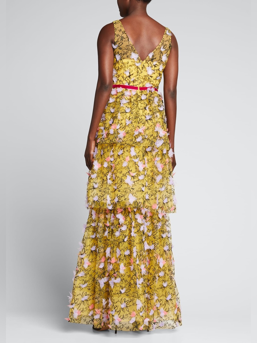 MARCHESA NOTTE 3-Tiered Embroidered Tulle Gown - Picture 12 of 14